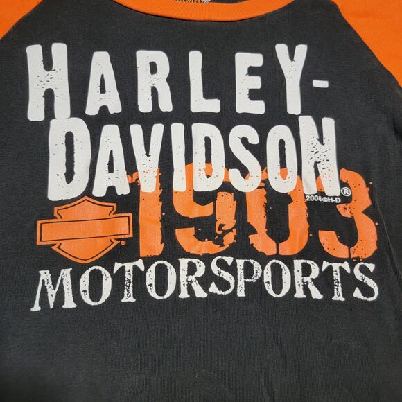 Harley-Davidson Crop Tee LS Orange and Black - Size Medium - Picture 1 of 5